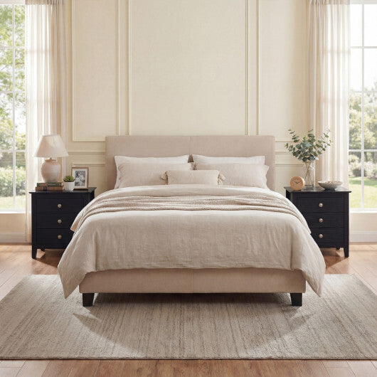 Modern Farmhouse 3-Drawer Night Stand with Wood Grain Accents for Bedroom-Black LuxuryLifeWay Online Store
