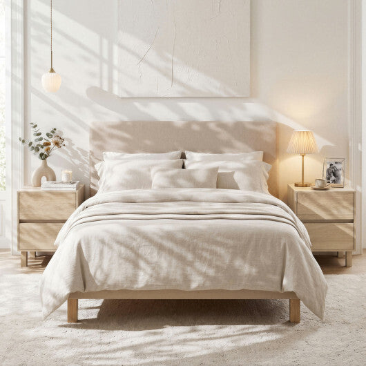 Set of 2 Modern Wooden End Table with 2 Storage Drawers-Natural LuxuryLifeWay Online Store