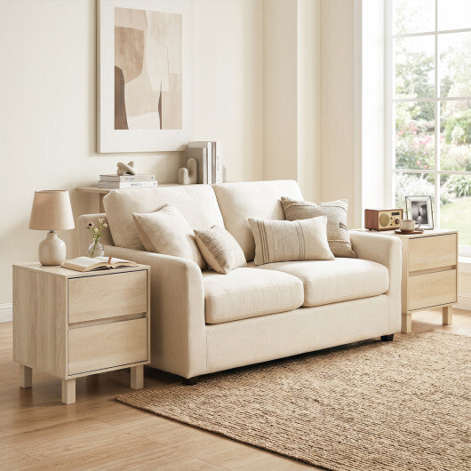 Set of 2 Modern Wooden End Table with 2 Storage Drawers-Natural LuxuryLifeWay Online Store