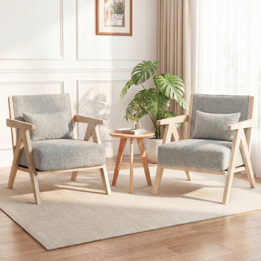 3 Pieces Living Room Furniture Set with Rubber Wood Frame-Gray LuxuryLifeWay Online Store