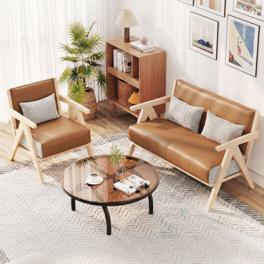 3 Pieces Living Room Furniture Set with Rubber Wood Frame-Gray LuxuryLifeWay Online Store