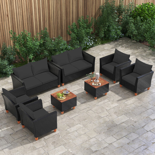 8 Pieces Outdoor Conversation Set with Storage Coffee Table-Black LuxuryLifeWay Online Store