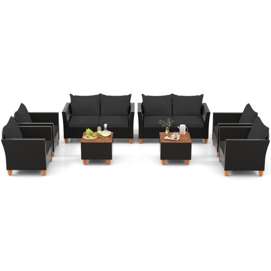 8 Pieces Outdoor Conversation Set with Storage Coffee Table-Black LuxuryLifeWay Online Store