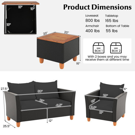 8 Pieces Outdoor Conversation Set with Storage Coffee Table-Black LuxuryLifeWay Online Store