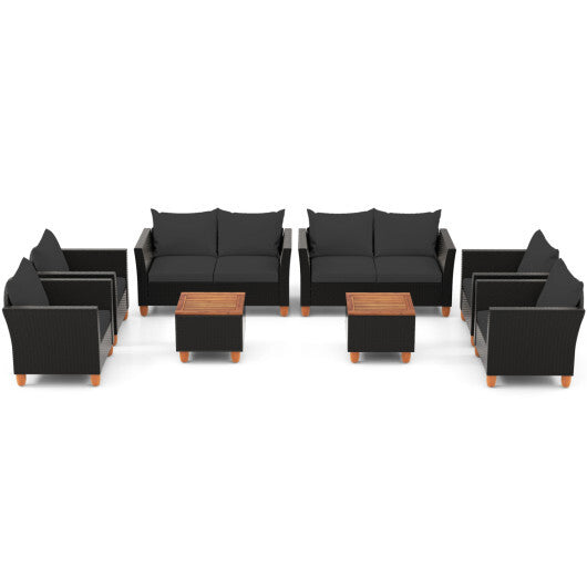 8 Pieces Outdoor Conversation Set with Storage Coffee Table-Black LuxuryLifeWay Online Store