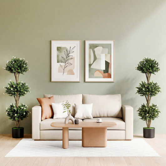 51" Artificial Triple Ball Boxwood Topiary Tree with 59 Blossoms Set of 2-Purple LuxuryLifeWay Online Store
