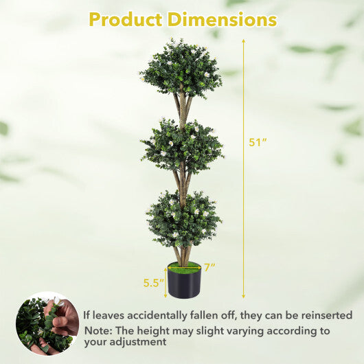 51" Artificial Triple Ball Boxwood Topiary Tree with 59 Blossoms Set of 2-Purple LuxuryLifeWay Online Store