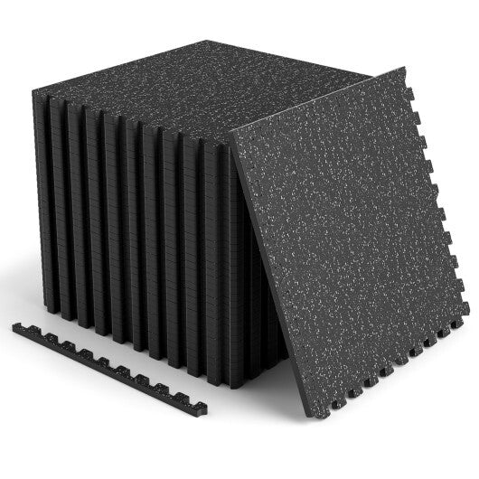 2 Pieces 0.39 inch Thick Rubber Top Exercise Mat 48 Sq Ft with Boarders-color-Gray LuxuryLifeWay Online Store