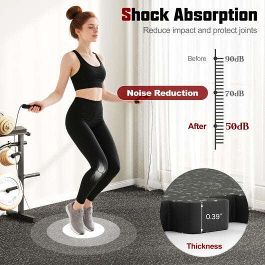 2 Pieces 0.39 inch Thick Rubber Top Exercise Mat 48 Sq Ft with Boarders-color-Gray LuxuryLifeWay Online Store