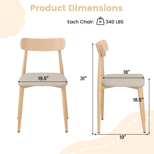 Linen Fabric Upholstered Modern Dining Chair Set of 4 with Padded Seat and Curved Back-Oak LuxuryLifeWay Online Store