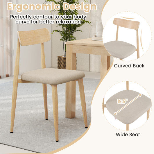 Linen Fabric Upholstered Modern Dining Chair Set of 4 with Padded Seat and Curved Back-Oak LuxuryLifeWay Online Store