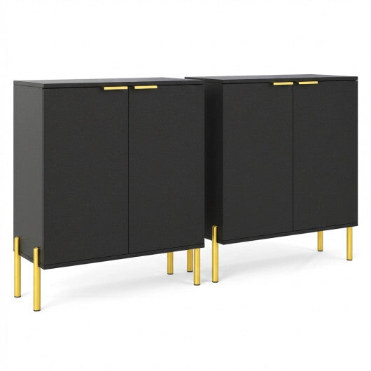 Set of 2 2-Door Buffet Cabinet Sideboard with Metal Legs-Black LuxuryLifeWay Online Store