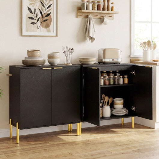 Set of 2 2-Door Buffet Cabinet Sideboard with Metal Legs-Black LuxuryLifeWay Online Store
