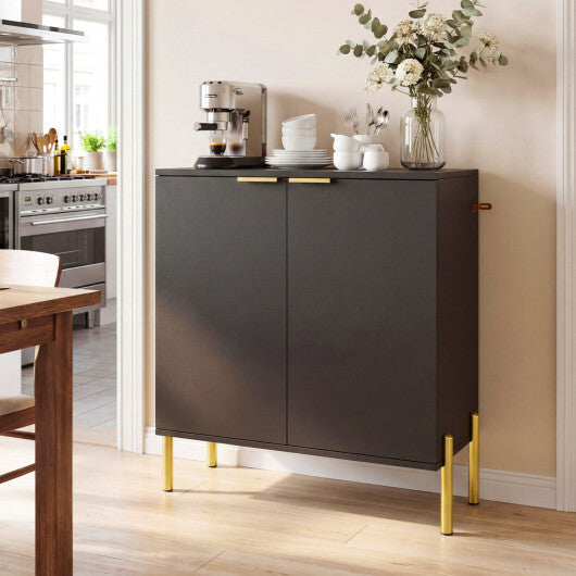 Set of 2 2-Door Buffet Cabinet Sideboard with Metal Legs-Black LuxuryLifeWay Online Store