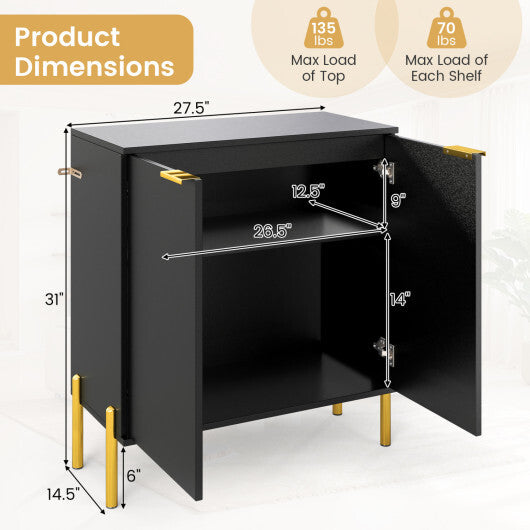 Set of 2 2-Door Buffet Cabinet Sideboard with Metal Legs-Black LuxuryLifeWay Online Store