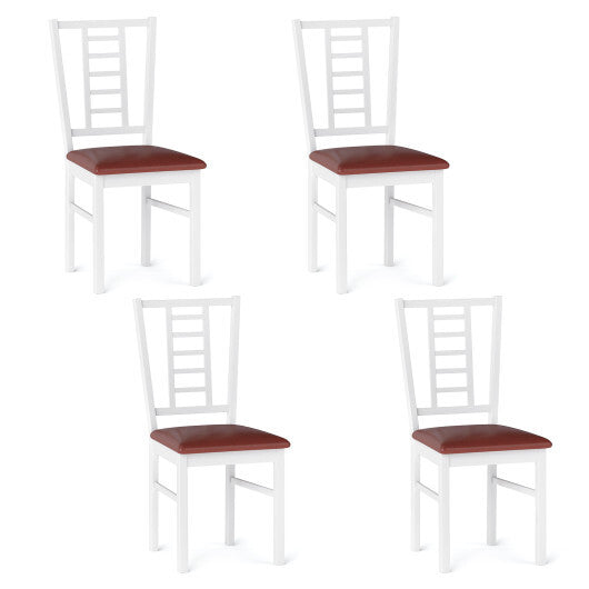 PU Leather Upholstered Wood Dining Chairs Set of 4-White LuxuryLifeWay Online Store