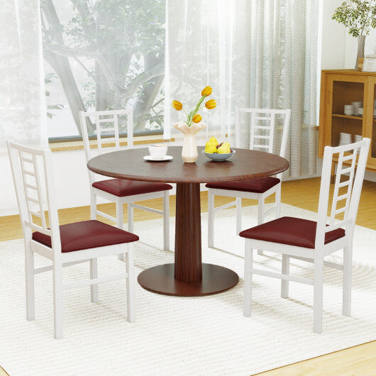 PU Leather Upholstered Wood Dining Chairs Set of 4-White LuxuryLifeWay Online Store