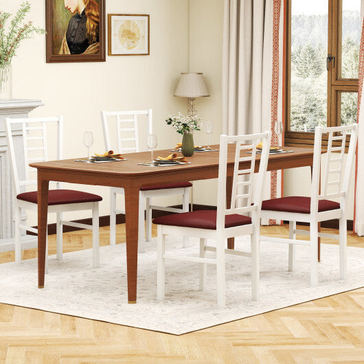 PU Leather Upholstered Wood Dining Chairs Set of 4-White LuxuryLifeWay Online Store