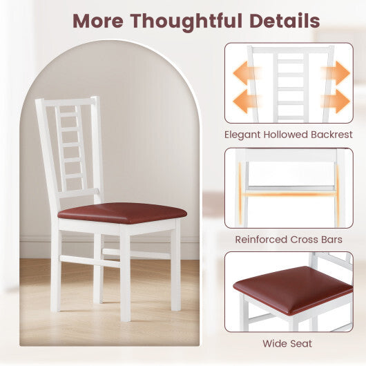 PU Leather Upholstered Wood Dining Chairs Set of 4-White LuxuryLifeWay Online Store