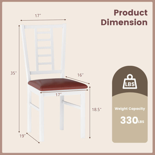 PU Leather Upholstered Wood Dining Chairs Set of 4-White LuxuryLifeWay Online Store