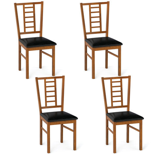 PU Leather Upholstered Wood Dining Chairs Set of 4-White LuxuryLifeWay Online Store
