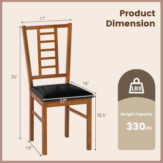 PU Leather Upholstered Wood Dining Chairs Set of 4-White LuxuryLifeWay Online Store