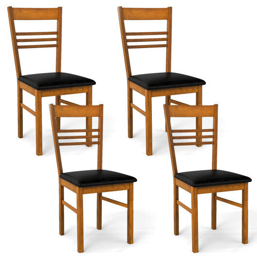 Wood Dining Chairs Set of 4 with Rubber Wood Frame-Walnut