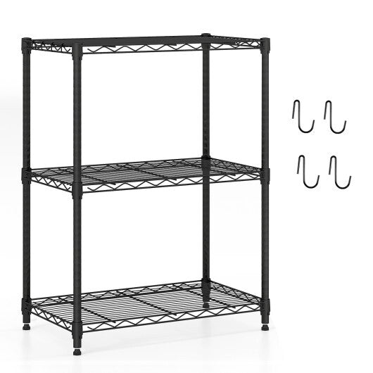 3-Tier Metal Storage Shelving Unit Set of 2 with V-Shaped Wire Rack-Black LuxuryLifeWay Online Store
