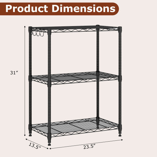 3-Tier Metal Storage Shelving Unit Set of 2 with V-Shaped Wire Rack-Black LuxuryLifeWay Online Store