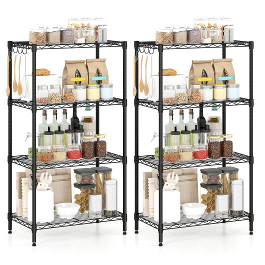 4-Tier Metal Storage Shelving Unit Set of 2 with V-Shaped Wire Rack-Black LuxuryLifeWay Online Store
