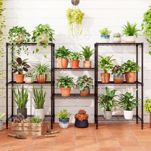 4-Tier Metal Storage Shelving Unit Set of 2 with V-Shaped Wire Rack-Black LuxuryLifeWay Online Store