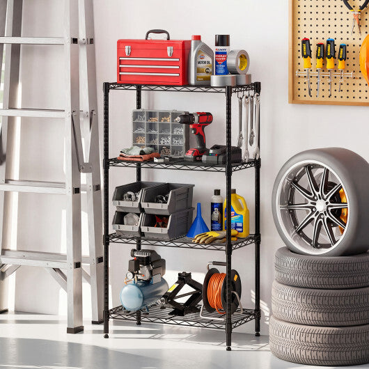 4-Tier Metal Storage Shelving Unit Set of 2 with V-Shaped Wire Rack-Black LuxuryLifeWay Online Store