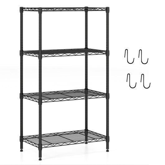 4-Tier Metal Storage Shelving Unit Set of 2 with V-Shaped Wire Rack-Black LuxuryLifeWay Online Store
