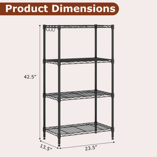 4-Tier Metal Storage Shelving Unit Set of 2 with V-Shaped Wire Rack-Black LuxuryLifeWay Online Store