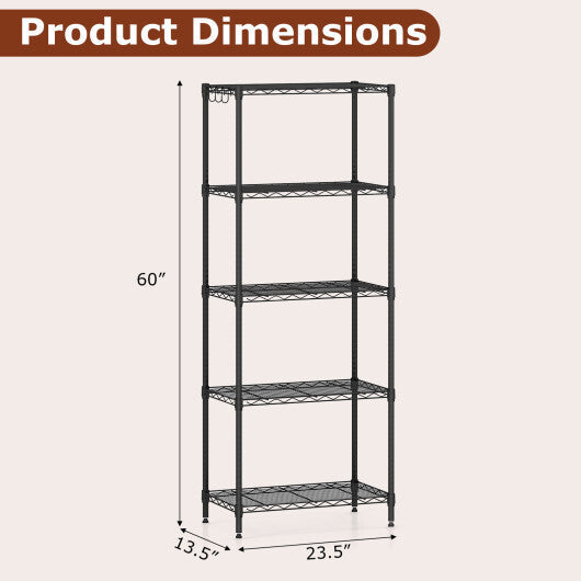 5-Tier Metal Storage Shelving Unit Set of 2 with V-Shaped Wire Rack-Black LuxuryLifeWay Online Store