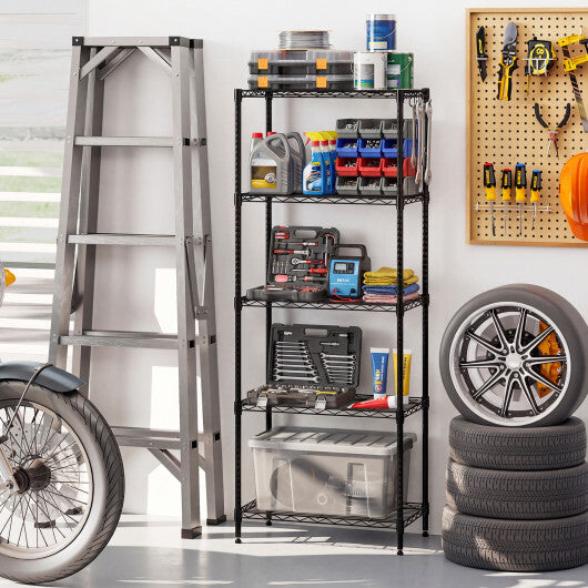 5-Tier Metal Storage Shelving Unit Set of 2 with V-Shaped Wire Rack-Black LuxuryLifeWay Online Store