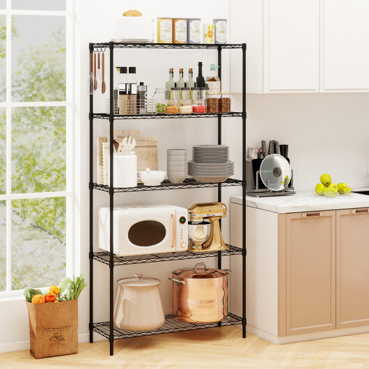 Set of 2 5-Tier Metal Storage Shelving Unit with V-Shaped Wire Rack and 1250 LBS Capacity-Black LuxuryLifeWay Online Store