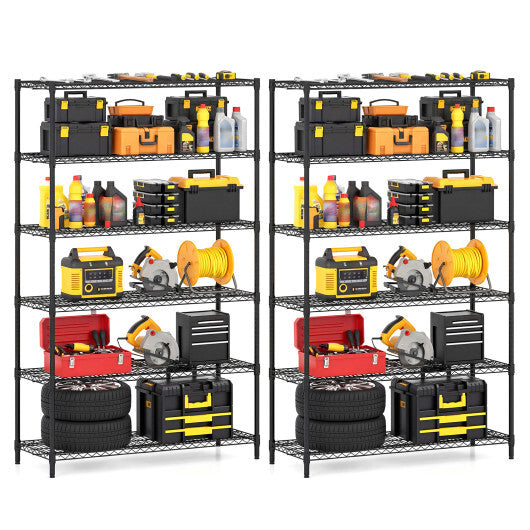 6-Tier Metal Storage Shelving Unit Set of 2 Adjustable Utility Shelf with V-Shaped Wire Rack-Black LuxuryLifeWay Online Store
