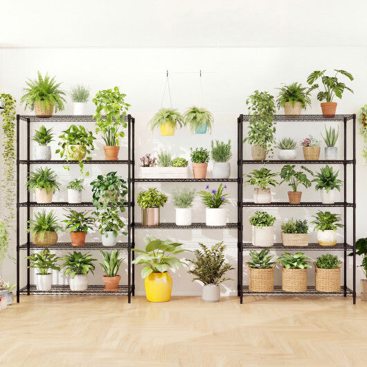6-Tier Metal Storage Shelving Unit Set of 2 Adjustable Utility Shelf with V-Shaped Wire Rack-Black LuxuryLifeWay Online Store