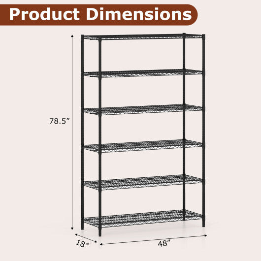 6-Tier Metal Storage Shelving Unit Set of 2 Adjustable Utility Shelf with V-Shaped Wire Rack-Black LuxuryLifeWay Online Store