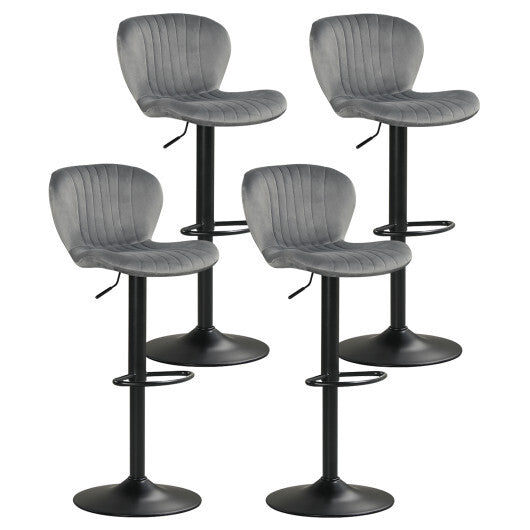 Adjustable Counter Height Chairs Set of 4 with Velvet Upholstered Backrests-Gray LuxuryLifeWay Online Store