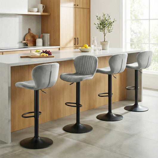Adjustable Counter Height Chairs Set of 4 with Velvet Upholstered Backrests-Gray LuxuryLifeWay Online Store