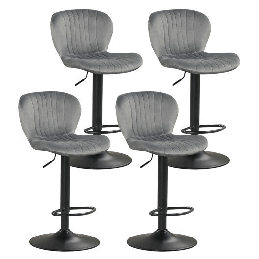 Adjustable Counter Height Chairs Set of 4 with Velvet Upholstered Backrests-Gray LuxuryLifeWay Online Store