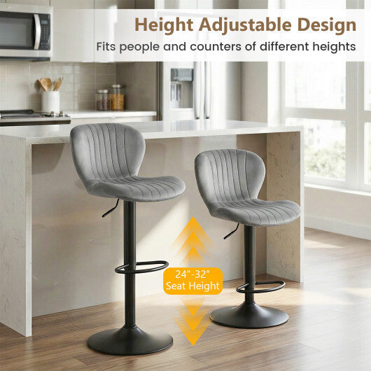 Adjustable Counter Height Chairs Set of 4 with Velvet Upholstered Backrests-Gray LuxuryLifeWay Online Store