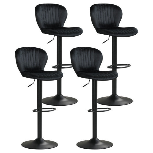 Adjustable Counter Height Chairs Set of 4 with Velvet Upholstered Backrests-Gray LuxuryLifeWay Online Store