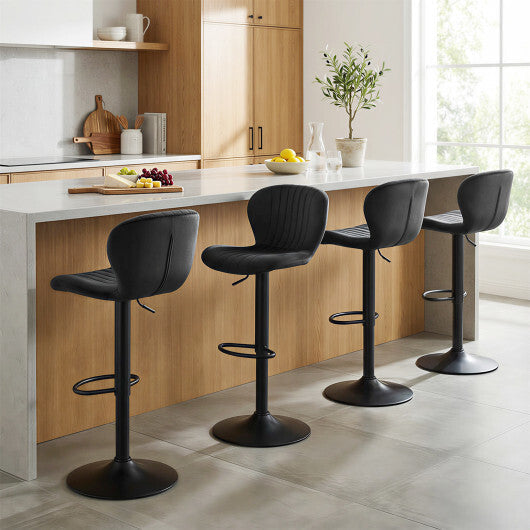 Adjustable Counter Height Chairs Set of 4 with Velvet Upholstered Backrests-Gray LuxuryLifeWay Online Store