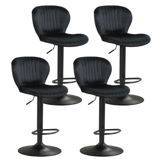 Adjustable Counter Height Chairs Set of 4 with Velvet Upholstered Backrests-Gray LuxuryLifeWay Online Store