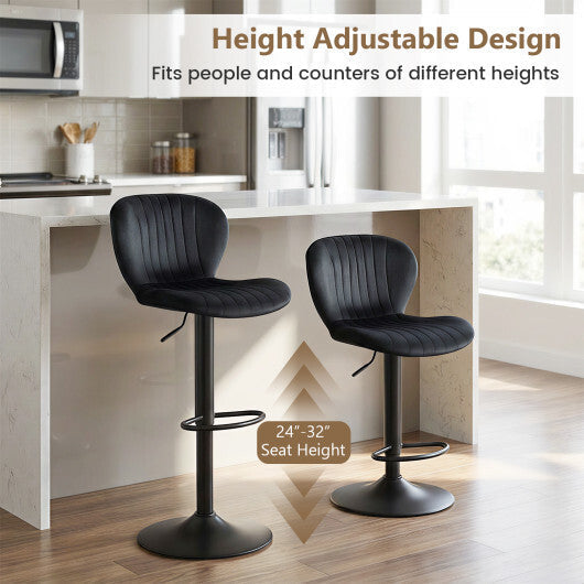 Adjustable Counter Height Chairs Set of 4 with Velvet Upholstered Backrests-Gray LuxuryLifeWay Online Store