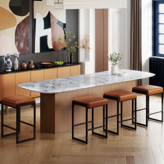 26 inch Bar Stools Set of 4 Counter Height Barstools with Faux Leather Upholstered Seat-Brown LuxuryLifeWay Online Store
