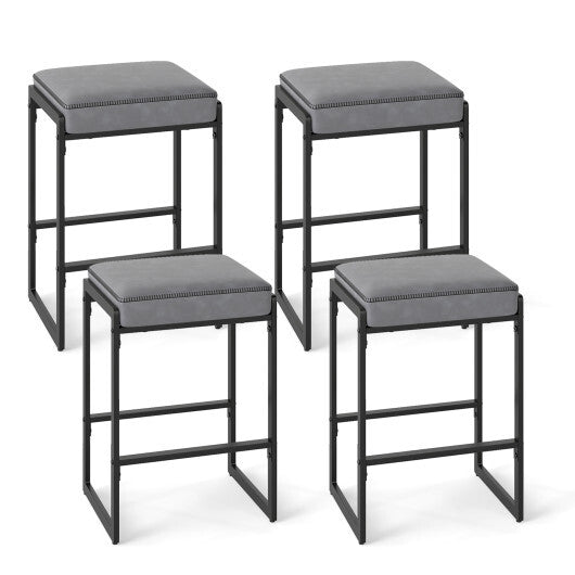 26 inch Bar Stools Set of 4 Counter Height Barstools with Faux Leather Upholstered Seat-Brown LuxuryLifeWay Online Store
